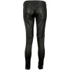 Women Black Leather Slim Fitting Low Rise Prime Washed Waxed Sheepskin Pant