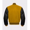 Men's Yellow Black Varsity Wool Leather Bomber Jacket